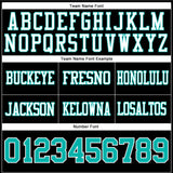 Custom Black Aqua-White Mesh Authentic Football Jersey