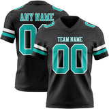 Custom Black Aqua-White Mesh Authentic Football Jersey
