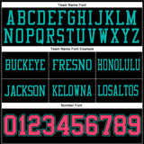 Custom Black Neon Pink-Aqua Mesh Authentic Football Jersey