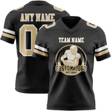Custom Black Vegas Gold-White Mesh Authentic Football Jersey