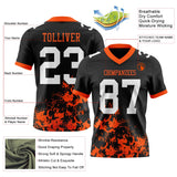 Custom Black White-Orange Splash Mesh Authentic Football Jersey
