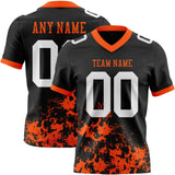 Custom Black White-Orange Splash Mesh Authentic Football Jersey