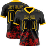 Custom Black Red-Yellow Splash Mesh Authentic Football Jersey