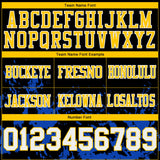 Custom Black White Thunder Blue-Yellow Splash Mesh Authentic Football Jersey