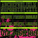 Custom Black Hot Pink-Neon Green Splash Mesh Authentic Football Jersey