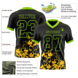 Custom Black Yellow-Neon Green Splash Mesh Authentic Football Jersey