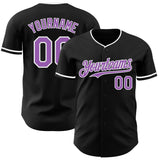Custom Black Medium Purple-White Authentic Baseball Jersey