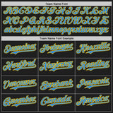 Custom Black Electric Blue-Yellow Authentic Baseball Jersey