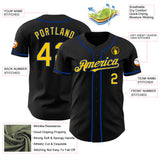 Custom Black Yellow-Royal Authentic Baseball Jersey