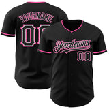 Custom Black White-Pink Authentic Baseball Jersey