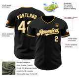 Custom Black Cream-Old Gold Authentic Baseball Jersey