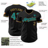 Custom Black Teal-Old Gold Authentic Baseball Jersey
