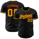 Custom Black Gold-Orange Authentic Baseball Jersey