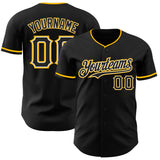 Custom Black White-Gold Authentic Baseball Jersey
