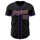 Custom Black Purple-Old Gold Authentic Baseball Jersey
