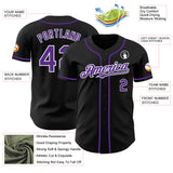 Custom Black Purple-White Authentic Baseball Jersey