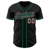 Custom Black Medium Pink-Kelly Green Authentic Baseball Jersey