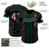 Custom Black Medium Pink-Kelly Green Authentic Baseball Jersey