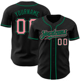 Custom Black Medium Pink-Kelly Green Authentic Baseball Jersey