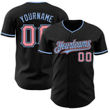 Custom Black Medium Pink-Light Blue Authentic Baseball Jersey