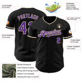 Custom Black Purple-Cream Authentic Baseball Jersey