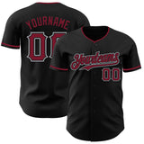 Custom Black Crimson-Gray Authentic Baseball Jersey