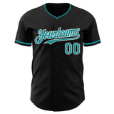 Custom Black Teal-White Authentic Baseball Jersey