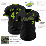 Custom Black Neon Green-Purple Authentic Baseball Jersey
