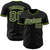 Custom Black White-Neon Green Authentic Baseball Jersey