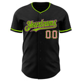 Custom Black Medium Pink-Neon Green Authentic Baseball Jersey
