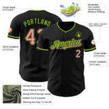 Custom Black Medium Pink-Neon Green Authentic Baseball Jersey