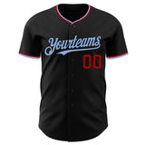 Custom Black Light Blue-Red Authentic Baseball Jersey