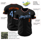 Custom Black Powder Blue-Orange Authentic Baseball Jersey