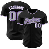 Custom Black Gray Purple-White Authentic Baseball Jersey