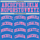 Custom Blue Pink-White Authentic Throwback Basketball Jersey