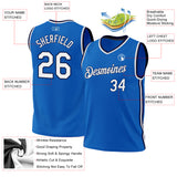 Custom Blue White-Navy Authentic Throwback Basketball Jersey