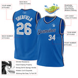 Custom Blue Gray-Navy Authentic Throwback Basketball Jersey