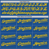 Custom Blue Yellow Mesh Authentic Throwback Baseball Jersey
