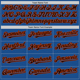 Custom Blue Black-Orange Mesh Authentic Throwback Baseball Jersey