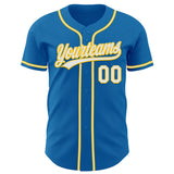 Custom Blue White-Yellow Authentic Baseball Jersey