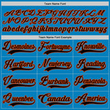 Custom Blue Black-Orange Hockey Lace Neck Jersey