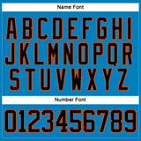 Custom Blue Black-Orange Hockey Lace Neck Jersey