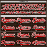 Custom Brown Red-White Hockey Lace Neck Jersey