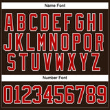 Custom Brown Red-White Hockey Lace Neck Jersey