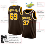 Custom Brown Gold-White Authentic Basketball Jersey