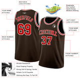 Custom Brown Red-White Authentic Basketball Jersey