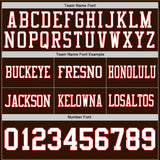 Custom Brown White-Red Mesh Authentic Football Jersey