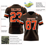 Custom Brown Orange-White Mesh Authentic Football Jersey