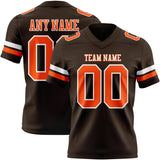 Custom Brown Orange-White Mesh Authentic Football Jersey