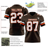 Custom Brown White-Orange Mesh Authentic Football Jersey